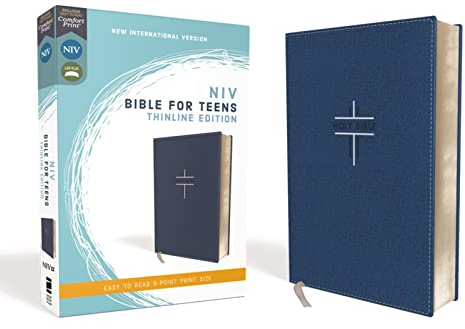 NIV, Bible for Teens, Thinline Edition, Leathersoft, Blue, Red Letter, Comfort Print