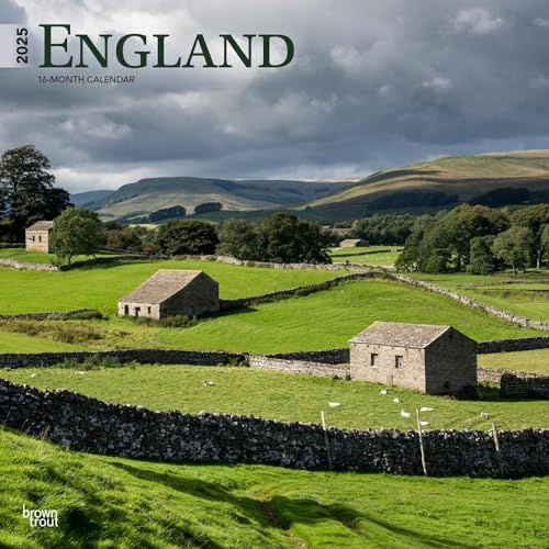 England 2025 12 X 24 Inch Monthly Square Wall Calendar Plastic-Free Browntrout UK United Kingdom Scenic