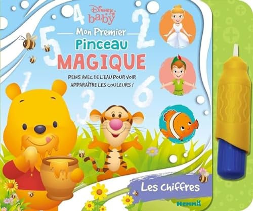Disney Baby - Mon premier pinceau magique - Les chiffres - Livre avec pinceau magique - Peinture propre - Dès 18 mois