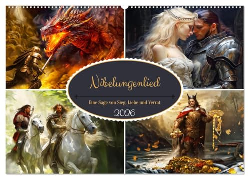 Nibelungenlied - Eine Sage von Sieg, Liebe und Verrat (Wandkalender 2026 DIN A2 quer), CALVENDO Monatskalender: Episches Heldenepos und tragische Schicksalssaga (CALVENDO Kunst)
