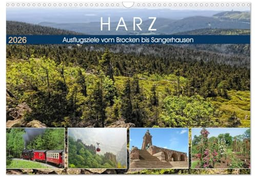 Harz - Ausflugsziele vom Brocken bis Sangerhausen (Wandkalender 2026 DIN A3 quer), CALVENDO Monatskalender: Die wilde Natur im Harz und seine Sehenswürdigkeiten (CALVENDO Orte)