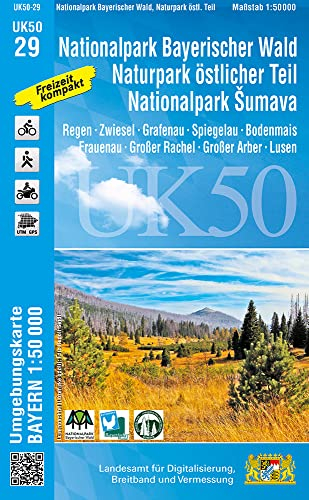 UK50-29 Nationalpark Bayerischer Wald, Naturpark östlicher Teil, Nationalpark Sumava: Regen, Zwiesel, Grafenau, Spiegelau, Bodenmais, Frauenau, Großer ... Karte Freizeitkarte Wanderkarte)