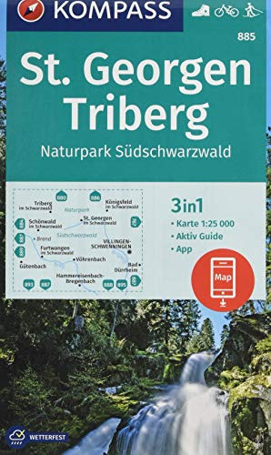 KOMPASS Wanderkarte St. Georgen, Triberg, Naturpark Südschwarzwald: 3in1 Wanderkarte 1:25000 mit Aktiv Guide inklusive Karte zur offline Verwendung in ... Langlaufen. (KOMPASS-Wanderkarten, Band 885)