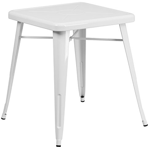Flash Möbel quadratisch Indoor-Outdoor Tisch, Metall, weiß, 64.77 X 63,5 x 15,24 cm