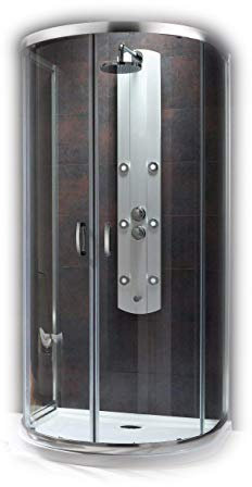 Premium Plus IBath-Piatto circa un quarto di cerchio doccia box doccia semicircolare 100 x 90 x 190 cm con piatto doccia Glas Braun