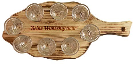 SNEG-DE Schnapsglasträger mit individueller Gravur inkl. Schnapsgläser | individuelle Textgravur | Geschenk | Abschied | Geburtstag | Junggesellenabschied