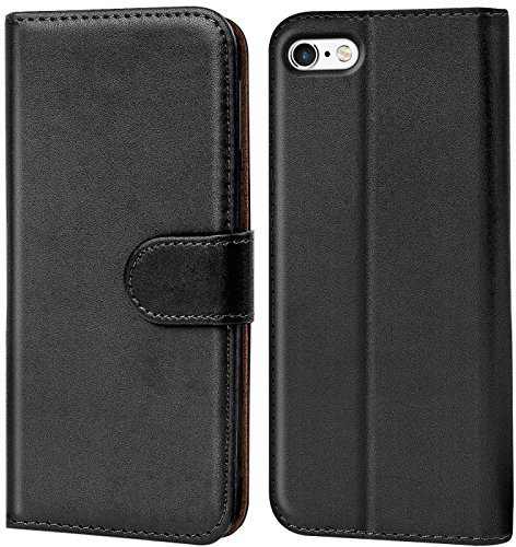 Verco iPhone 4s Hülle, Handyhülle für Apple iPhone 4 Tasche PU Leder Flip Case Brieftasche - Schwarz