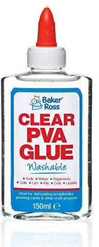 Baker Ross AR533 Clear PVA Glue - 150 ml Bottle, Washable Glue Ideal for Kids Arts and Crafts Supplies