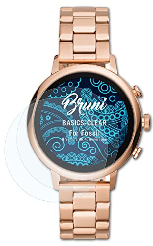 Bruni Schutzfolie kompatibel mit Fossil Q Venture HR 4. Generation Folie, glasklare Displayschutzfolie (2X)