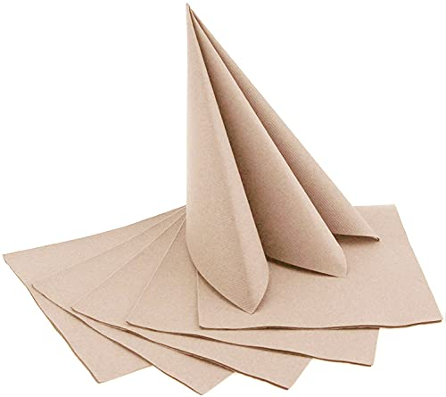 50 Stück Servietten SAND 40 x 40 cm stoffähnlich Beige zum falten formstabil Hochzeit Tischdeko Geburtstag Dinner 100% biologisch abbaubar