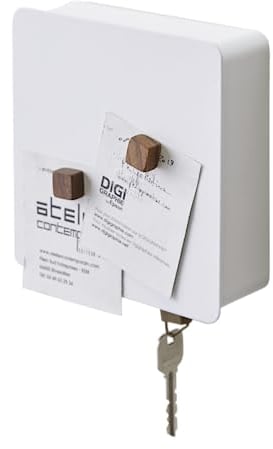 Yamazaki 4799 TOWER Magnetischer Schlüsselkasten, weiß, Stahl, minimalistisch, 15.8 x 5.5 x 15.8 cm