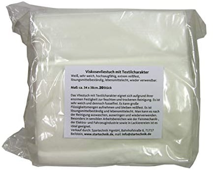 ZVG 20 Stück Viskose Politurtücher für Waffenpflege Waffenpflegetuch Reinigungstuch weiß, lösungsmittelbeständig, saugstark, fusselfrei, mehrfach verwendbar, 38 x 35 cm
