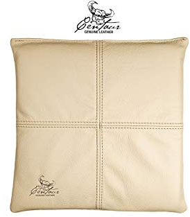 Centaur - Hochwertiges Leder Sitzkissen - Champagner Beige 40x40 cm - Ideal für Stuhl oder Sitzbank - Abwaschbare Echtleder Stuhlkissen - Pflegeleichte Sitzauflage