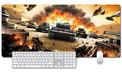 ITBT Mauspad World of Tanks Anime Mauspad Gemütlich Mousepad 900x400mm Mikrofaser Verbessert Geschwindigkeit und Präzision, rutschfest Gummierte Unterseite Waschbar Verschleißfest,Für Desktop PC, E