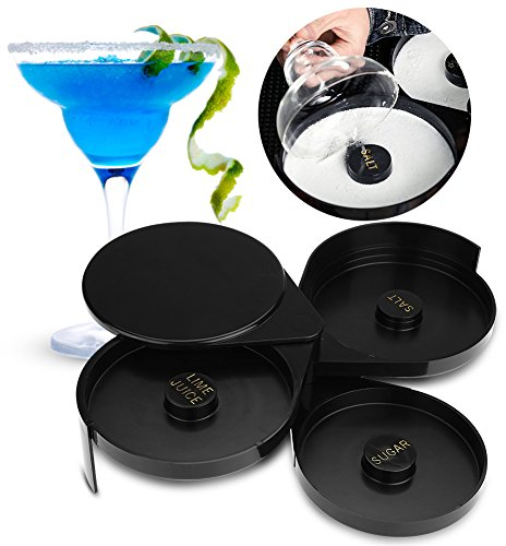 Margarita Salz Rimmer Riegel Qualitätsrimmer, Riegel 3-stufiger Zuckersalzrand Limettenglas für Cocktail Barkeeper Tool Party Home Schwarzer 3-stufiger rotierender Tablett Salz Zuckerkalk-Saftriegel R