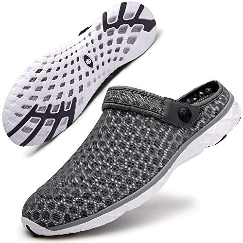 Zuecos Hombre Zapatillas para Estar de Casa Mujer Chanclas de Playa Zapato de Jardín Sandalias Ligeras Cómodas Gris Oscuro 43