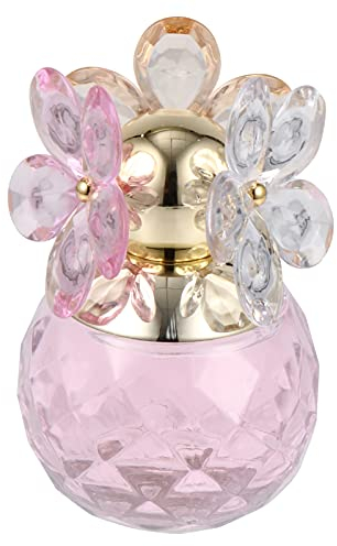 FRCOLOR 60ml Perfume Spray Bottle Vintage Glass Crystal Flower Bottle for Essential Oil Fragrance Aroma Container Pink