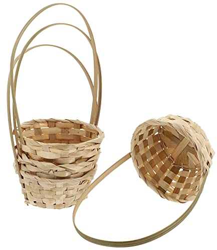 Cabilock BlumenmäDchen Korb 4 StüCk, Handgefertigter Bambuskorb FüR Hochzeit, Aufbewahrung Und Dekoration, 15x15x26cm, Beige