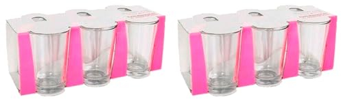 Tradineur - Pack de 2 Cajas de 6 Vasos Modelo Lara - Capacidad: 205 ml - Fabricado en Vidrio Resistente - Apto para lavavajillas - Tamaño Aprox: Ø 6,5 x 9,8 cm - 12 Uds Totales.