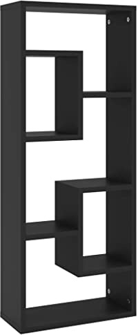 vidaXL Wandregal Hängeregal Bücherregal Schweberegal Wandboard Wandschrank Dekoregal Büroregal Freischwebend Regal Schwarz 36x16x90cm Holzwerkstoff