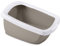 Katzentoilette Katzenklo Schalentoilette mit abnehmbarem Rand Weiss-grau 65 x 47 x 33 cm