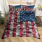 Bettwäsche-Set mit amerikanischer Flagge,135 x 200 cm,Retro-Rot und Blau, USA-Flaggen-Druck, Bettbezug für Jungen,Teenager,Zimmerdekoration,Bauernhaus,Backsteinmauer-Hintergrund,Bettwäsche-Set