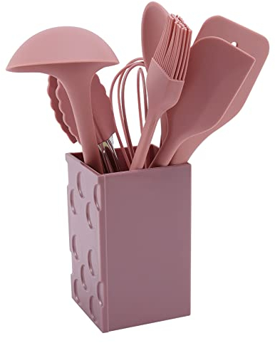 Xusywdm Mini de Utensilios de Cocina de 8 Piezas, SartéN Antiadherente, Mini Suplemento de Silicona para Alimentos para BebéS, SartéN para Cocinar, EspáTula, Colador, Rosa
