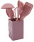 Xusywdm Mini de Utensilios de Cocina de 8 Piezas, SartéN Antiadherente, Mini Suplemento de Silicona para Alimentos para BebéS, SartéN para Cocinar, EspáTula, Colador, Rosa