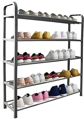 Ram® Scarpiera a 5 ripiani per 20 paia di scarpe, colore: grigio