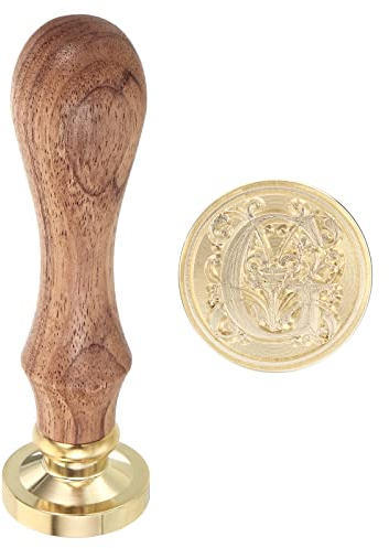 PATIKIL Buchstabe G Wachs Siegel Stempel Initialen Buchstabe Siegel Wachstempel Klassisch Retro Abnehmbar Messing Kopf Holz Handgriff für Umschlag Einladungskarten