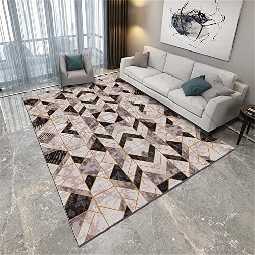 RUGMRZ Teppich Gemustert Auslegware Teppichboden Einfaches graubraunes geometrisches Muster mit wasch baren Linien Baby Teppich Mädchen 70X140CM