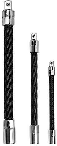 FTIHTRY 3-Piece Flexible Socket Extension Bar Set 1/2 1/4 3/8 Shaft Drive 10 8 6
