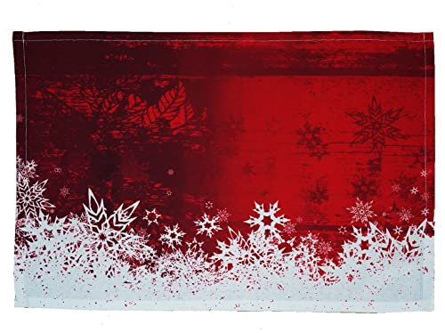 texpot 2 Stück Platzdeckchen 30 x 45 aus 100% Polyester Weihnachten Schnee rot/weiß