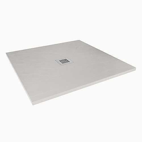 Aquabad Mineralguss Duschwanne Deluxe Classic, Rechteck 90 x 90 cm, Grau
