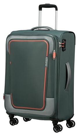 American Tourister Pulsonic - Spinner M, Erweiterbar Koffer, 68 cm, 64/74 L, Grün (Dark Forest)