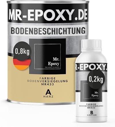 Mr. Epoxy Résine Époxy Sol (1kg, RAL 1001 - Beige) - Peinture Époxy Bi-Composant pour Garage, Terrasse & Béton - Revêtement Sol Extérieur & Intérieur