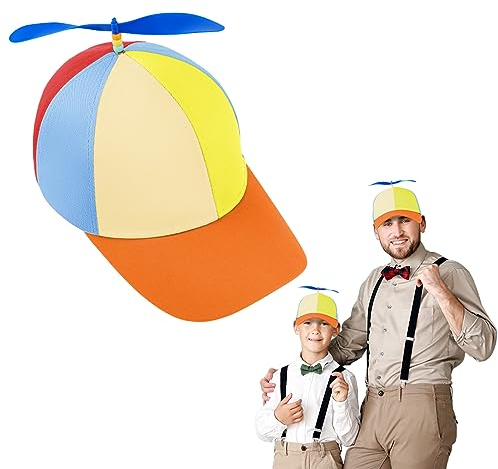Aomig Propeller Mütze, Bunte Propellermütze, Hubschraubermütze Propeller Cap, Hubschrauber-Kappe, Baseball Cap Party Hut für Erwachsene (Orange Baseballkappe)