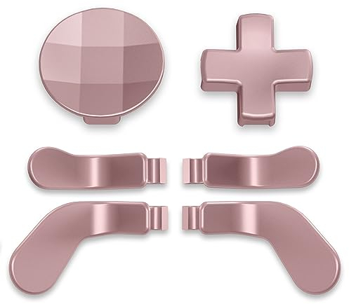 eXtremeRate 6 Pcs Metall D-Pads & Back Paddles Set für Xbox One Elite Controller, Swap Steuerkreuz&Trigger Tasten Knöpfe Ersatzteile für Xbox Elite Series 2/Series 2-Core Controller-Rosegold