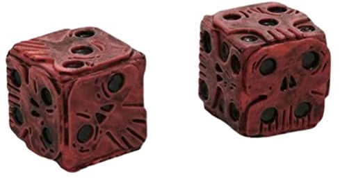 Mrisata 2 Stück Rote Halloween-Skelett-Würfel, Totenkopf-Würfel, Halloween-Würfel, 3D-Skelett-Würfel, Dekorativ, Neuartige Dekorative Mini-Skelett-Gaming-Würfel (A)