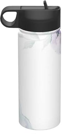 LAMAME Bollitore termico con stampa di fiori e foglie verdi, blu, viola, per sport, borraccia termica