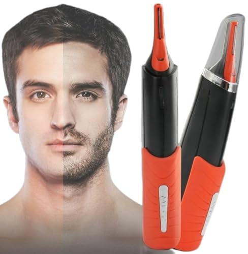 Nasenhaartrimmer Herren, Elektrischer LED-Nasenhaarschneider für Männer, Leicht zu Greifen mit Anti-Rutsch-Griff, Esichtshaartrimmer, Bartschneider, Nass- und Trockenklinge mit Zwei Kanten