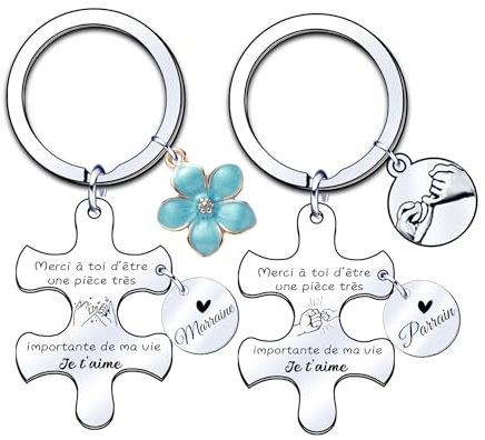 JRZDFXS Cadeau Parrain Marraine bapteme Parrain Marraine Porte Clé Annonce Parrain Marraine Cadeaux, Porte Clef Porte-clés comme Cadeau Baptême pour Parrain Marraine Demande Argenté L (1)