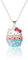 Hello Kitty Cupcake-Halskette f r Damen, 40,6 cm + 5,1 cm, versilbert, mit Kristall-Anh nger, offizielle Lizenz, Messing, Kristall