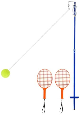 LIFEZEAL Pelota de Tenis con Cuerda, Juego de Entrenador de Tenis con 2 Raquetas, 3 Niveles de Altura Ajustable, para Niños y Adultos