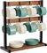 MEETOZ Vintage Wood Coffee Mug Holder Stand, 2 Tier Countertop Tree Rack with 16 Hooks for Cups, Countertop Cups Display Rack with Wood Base for Kitchen Coffee Bar Storage and Display