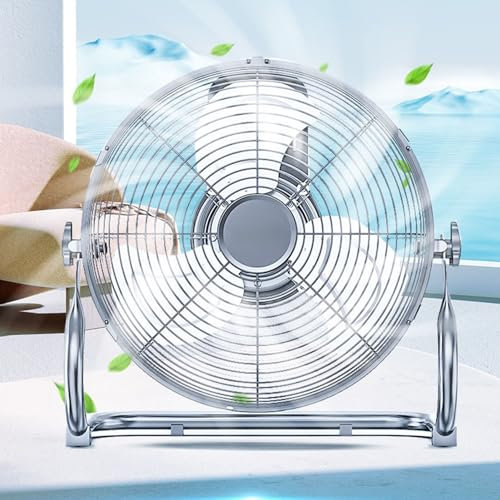 Snaweo Camping Fan, Floor Fan 130°Adjustable Tilt, Freely Adjust the Angle, 3 Aluminum Fan Blades, for Garages, Basements, Gyms(Silver,22/56cm)