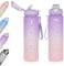Botella Agua 1 Litro, Botella Deportiva Motivadora con Marcador Tiempo, Botella Gym con Pajita Hombre Mujer, Cantimplora Plástico Prueba de Fugas, Garrafa Agua Reutilizable Fitness (Púrpura)