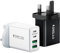 40W USB C Plug, 2-Pack UK USB Plug Fast Charger Plug Multi Charging Plug 4-Port Dual Type C Power Adapter Wall Plug Multiple Charger Head for iPhone 16 15 14 13 12 11 Pro Max Plus XS,iPad, Samsung