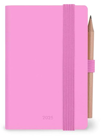 Legami - Agenda Bigiornaliera Mini 2025, 12 Mesi Mini, Rubrica e Matita Inclusa, Chiusura con Elastico, Diario da Gennaio 2025 a Dicembre 2025, in Carta FSC Certificata, 6,5 x 10 cm, Bubblegum