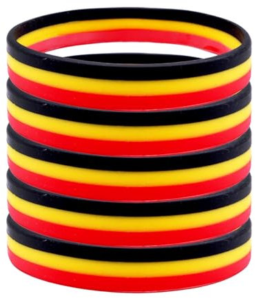 Fanarmband Silikon Armband Deutschland Land Flagge Gummi Sport Armband Perfekt Als Fußball Fan Souvenir, Deutschland Sportarmbänder 2024 Deko Geschenk, Schwarz, Rot, Gold (5er Set)